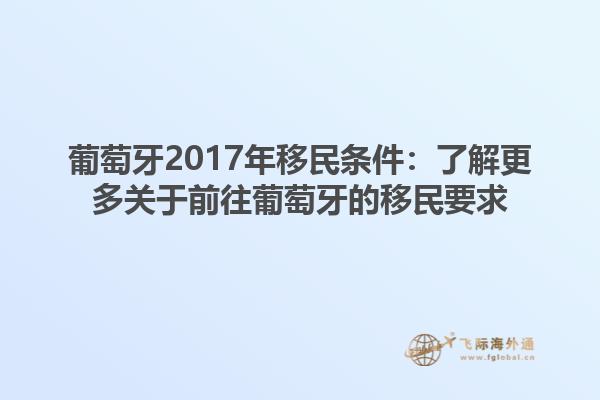 葡萄牙2017年移民条件：了解更多关于前往葡萄牙的移民要求