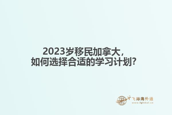 2023岁移民加拿大，如何选择合适的学习计划？