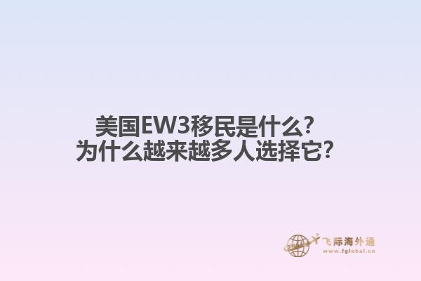 美国EW3移民是什么？为什么越来越多人选择它？