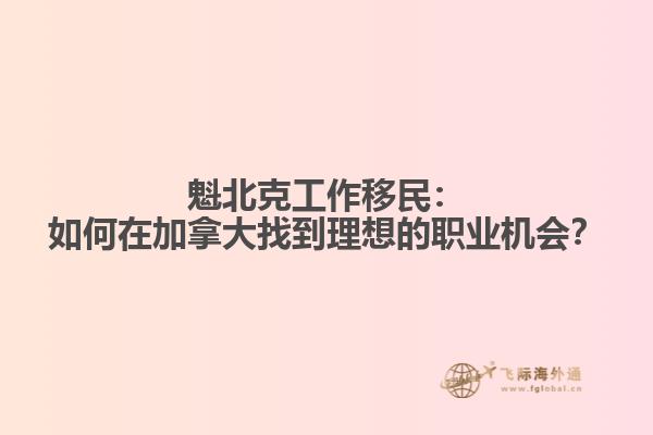 魁北克工作移民：如何在加拿大找到理想的职业机会？