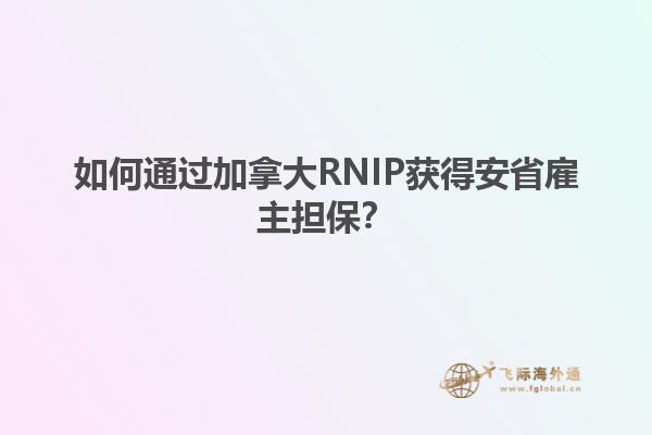 如何通过加拿大RNIP获得安省雇主担保？