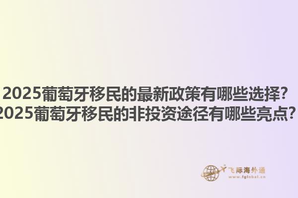 2025葡萄牙移民的最新政策有哪些选择？2025葡萄牙移民的非投资途径有哪些亮点？1.jpg