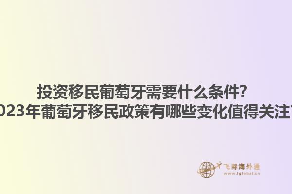 投资移民葡萄牙需要什么条件？2023年葡萄牙移民政策有哪些变化值得关注？1.jpg