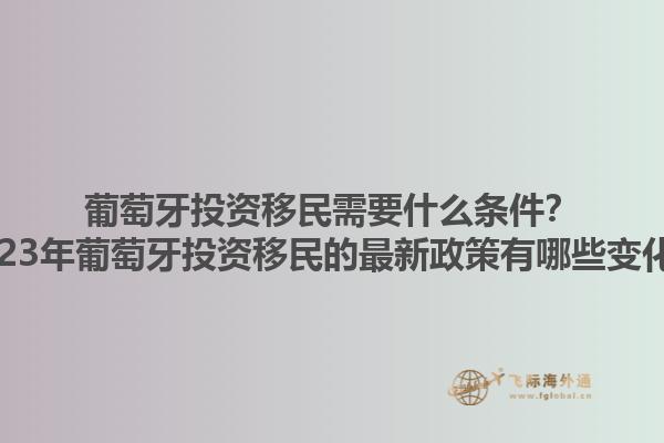 葡萄牙投资移民需要什么条件？2023年葡萄牙投资移民的最新政策有哪些变化？1.jpg