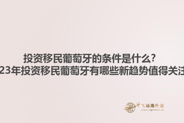 投资移民葡萄牙的条件是什么？2023年投资移民葡萄牙有哪些新趋势值得关注？1.jpg