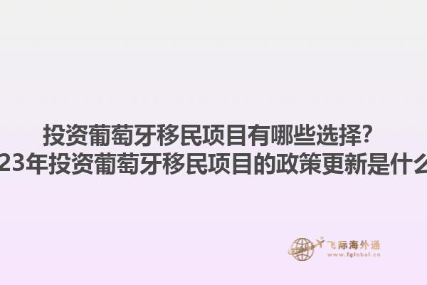 投资葡萄牙移民项目有哪些选择？2023年投资葡萄牙移民项目的政策更新是什么？1.jpg