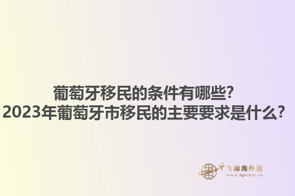 葡萄牙移民的条件有哪些？2023年葡萄牙市移民的主要要求是什么？1.jpg