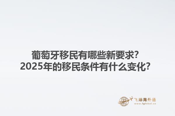 葡萄牙移民有哪些新要求？2025年的移民条件有什么变化？1.jpg