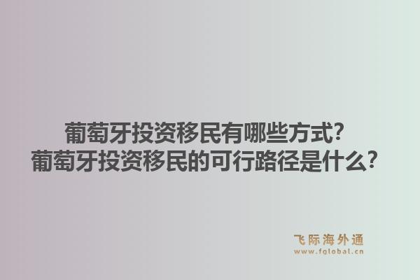 葡萄牙投资移民有哪些方式？葡萄牙投资移民的可行路径是什么？1.jpg