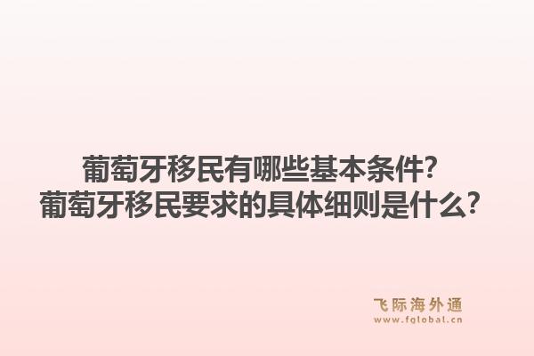 葡萄牙移民有哪些基本条件?葡萄牙移民要求的具体细则是什么?1.jpg