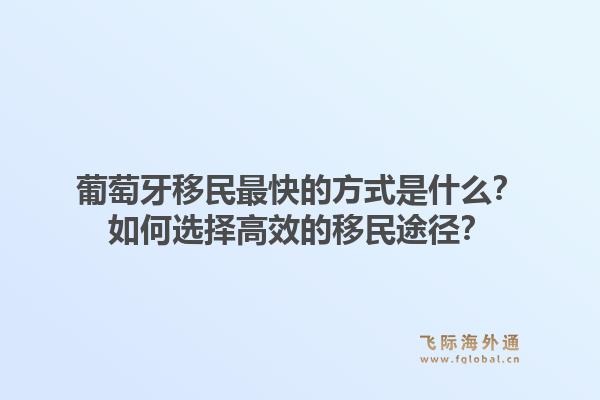 葡萄牙移民最快的方式是什么?如何选择高效的移民途径?1.jpg
