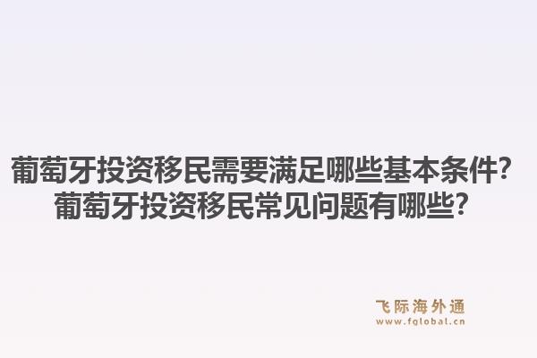 葡萄牙投资移民需要满足哪些基本条件?葡萄牙投资移民常见问题有哪些?1.jpg