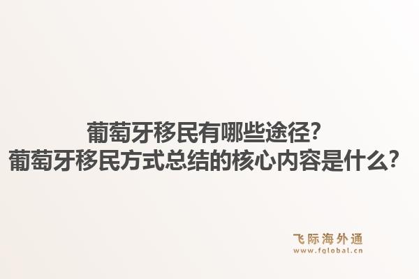 葡萄牙移民有哪些途径?葡萄牙移民方式总结的核心内容是什么?1.jpg