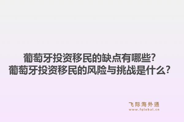 葡萄牙投资移民的缺点有哪些？葡萄牙投资移民的风险与挑战是什么？1.jpg