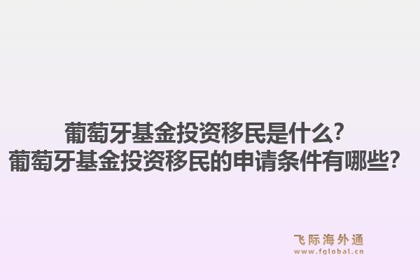 葡萄牙基金投资移民是什么?葡萄牙基金投资移民的申请条件有哪些?1.jpg