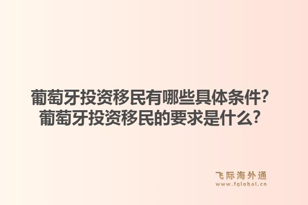 葡萄牙投资移民有哪些具体条件?葡萄牙投资移民的要求是什么?1.jpg