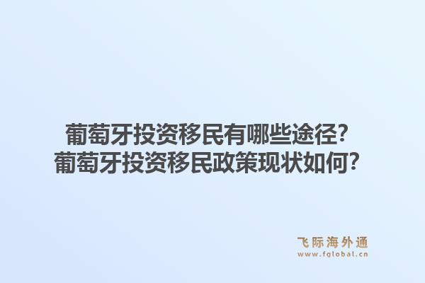 葡萄牙投资移民有哪些途径?葡萄牙投资移民政策现状如何?1.jpg