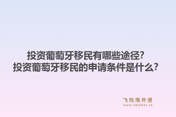 投资葡萄牙移民有哪些途径?投资葡萄牙移民的申请条件是什么?1.jpg