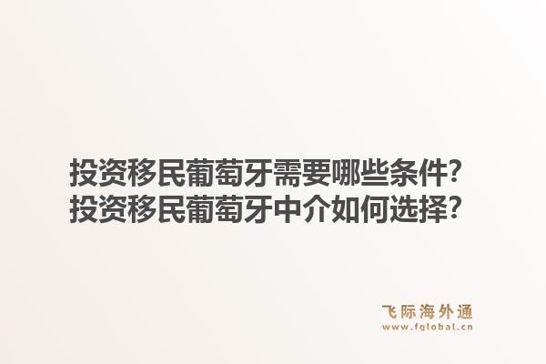 投资移民葡萄牙需要哪些条件？投资移民葡萄牙中介如何选择？1.jpg
