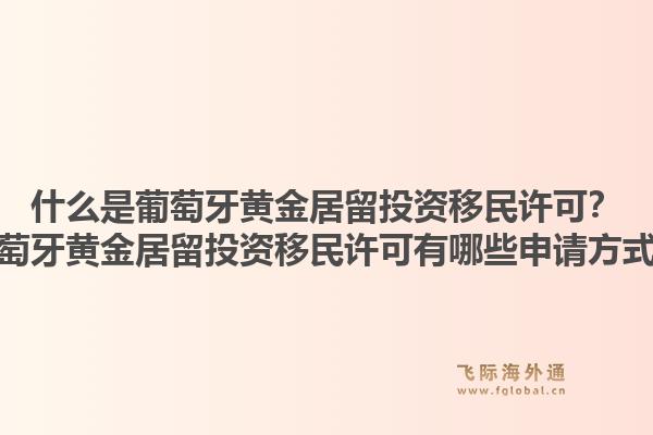 什么是葡萄牙黄金居留投资移民许可?葡萄牙黄金居留投资移民许可有哪些申请方式?1.jpg