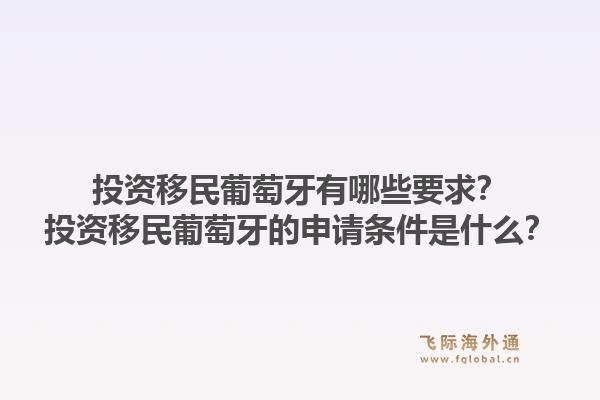 投资移民葡萄牙有哪些要求？投资移民葡萄牙的申请条件是什么？1.jpg