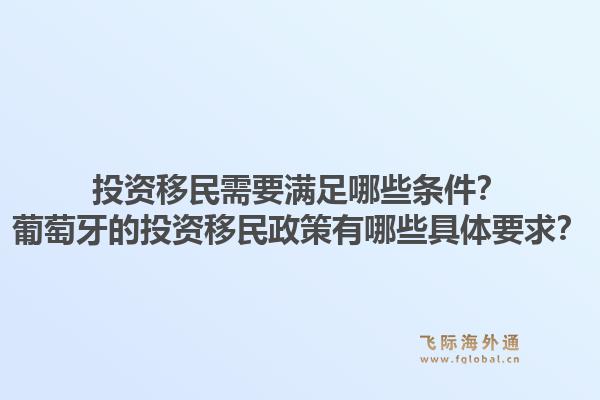 投资移民需要满足哪些条件？葡萄牙的投资移民政策有哪些具体要求？1.jpg