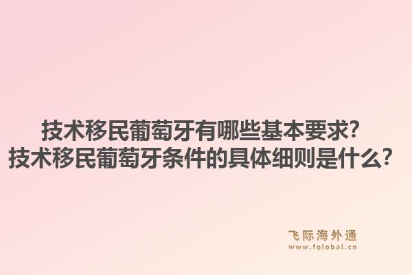 技术移民葡萄牙有哪些基本要求？技术移民葡萄牙条件的具体细则是什么？