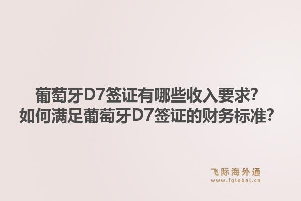 葡萄牙D7签证有哪些收入要求？如何满足葡萄牙D7签证的财务标准？1.jpg