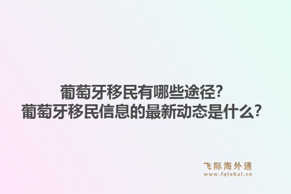 葡萄牙移民有哪些途径?葡萄牙移民信息的最新动态是什么?1.jpg