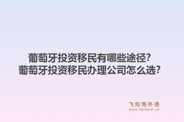 葡萄牙投资移民有哪些途径？葡萄牙投资移民办理公司怎么选？1.jpg
