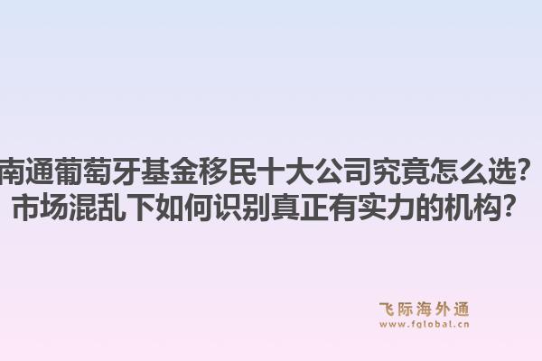 南通葡萄牙基金移民十大公司究竟怎么选?市场混乱下如何识别真正有实力的机构?1.jpg
