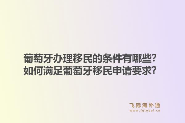 葡萄牙办理移民的条件有哪些？如何满足葡萄牙移民申请要求？1.jpg