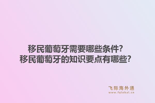 移民葡萄牙需要哪些条件？移民葡萄牙的知识要点有哪些？