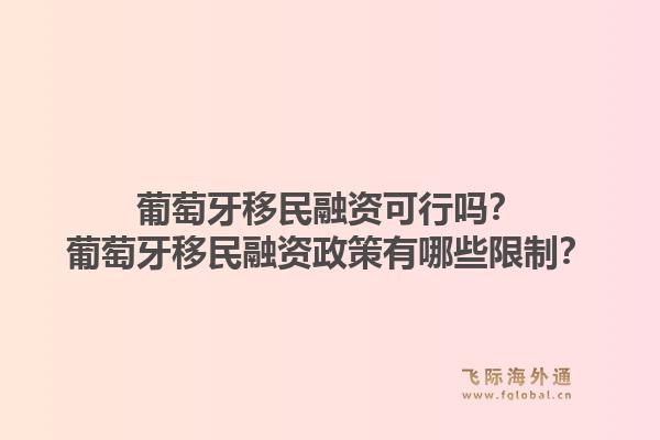 葡萄牙移民融资可行吗？葡萄牙移民融资政策有哪些限制？1.jpg