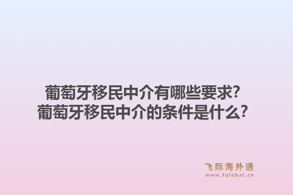 葡萄牙移民中介有哪些要求？葡萄牙移民中介的条件是什么？1.jpg