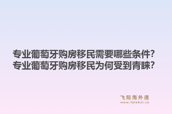 专业葡萄牙购房移民需要哪些条件？专业葡萄牙购房移民为何受到青睐？1.jpg