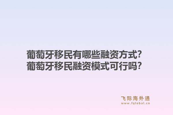 葡萄牙移民有哪些融资方式？葡萄牙移民融资模式可行吗？1.jpg
