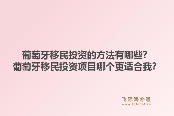 葡萄牙移民投资的方法有哪些？葡萄牙移民投资项目哪个更适合我？1.jpg