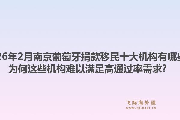 2026年2月南京葡萄牙捐款移民十大机构有哪些？为何这些机构难以满足高通过率需求？1.jpg
