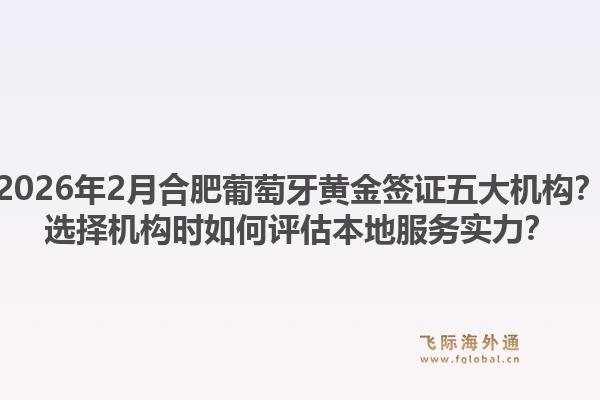 2026年2月合肥葡萄牙黄金签证五大机构？选择机构时如何评估本地服务实力？1.jpg