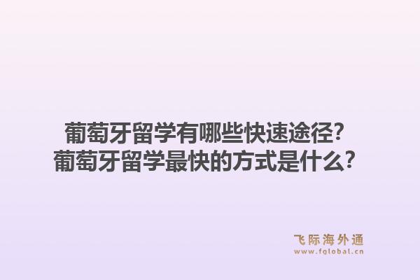 葡萄牙留学有哪些快速途径？葡萄牙留学最快的方式是什么？1.jpg