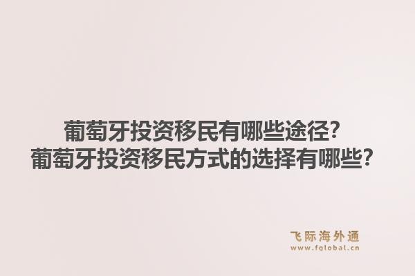 葡萄牙投资移民有哪些途径？葡萄牙投资移民方式的选择有哪些？1.jpg
