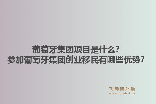 葡萄牙集团项目是什么?参加葡萄牙集团创业移民有哪些优势?1.jpg