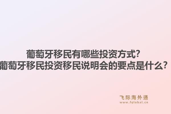 葡萄牙移民有哪些投资方式?葡萄牙移民投资移民说明会的要点是什么?1.jpg