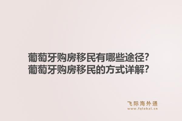 葡萄牙购房移民有哪些途径？葡萄牙购房移民的方式详解？