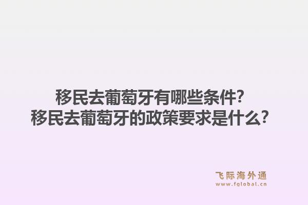 移民去葡萄牙有哪些条件？移民去葡萄牙的政策要求是什么？1.jpg