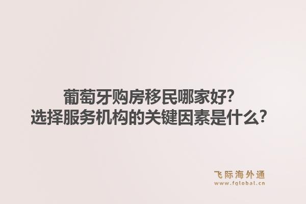葡萄牙购房移民哪家好？选择服务机构的关键因素是什么？1.jpg