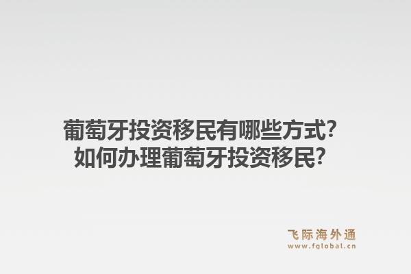 葡萄牙投资移民有哪些方式？如何办理葡萄牙投资移民？