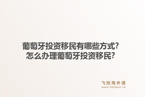 葡萄牙投资移民有哪些方式?怎么办理葡萄牙投资移民?1.jpg