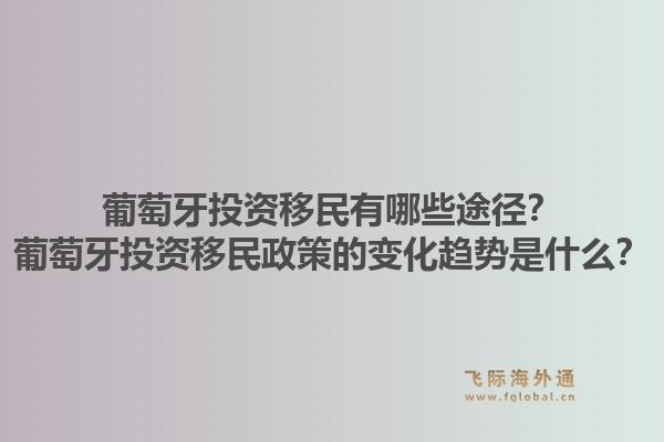葡萄牙投资移民有哪些途径?葡萄牙投资移民政策的变化趋势是什么?1.jpg